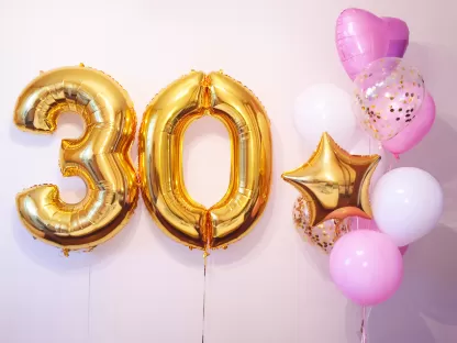 Runder Geburtstag mit Heliumballons